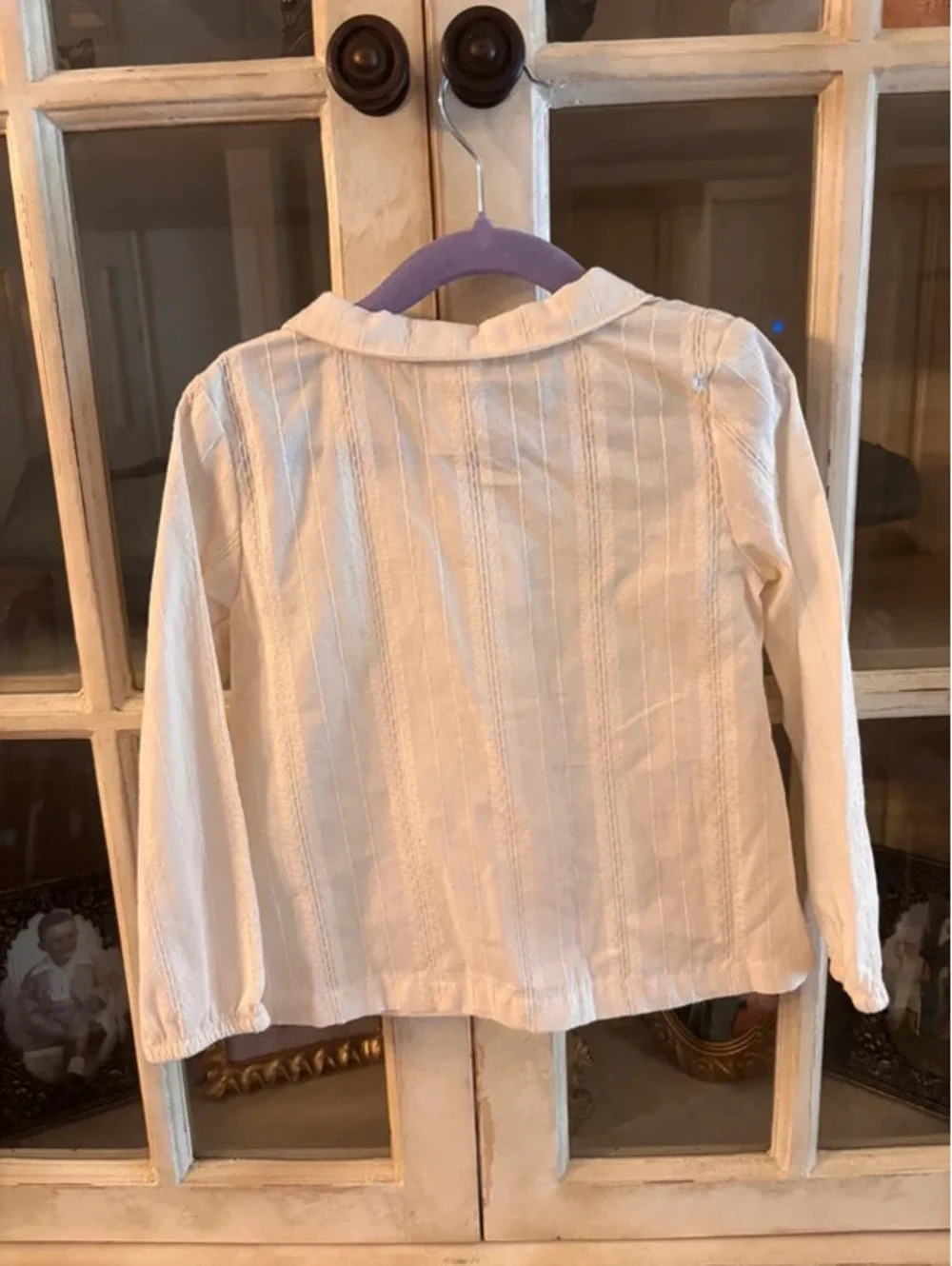 Carter's Girls' Cream Button-Up Long Sleeve Top, Size 3T